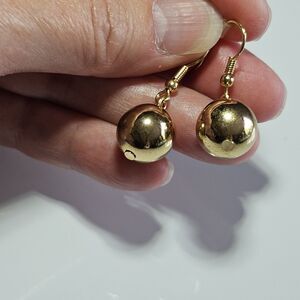 Gold Tone Dangling Ball Earrings